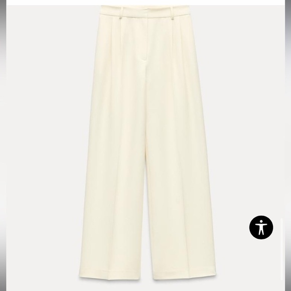 Zara NWT ecru wide leg pants with darts 7997/272 - Picture 6 of 9